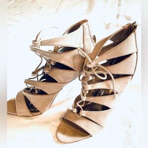 Women's Beige Strappy Heels